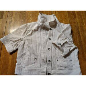 Banana Republic short sleeve jacket white jean denim women's size large